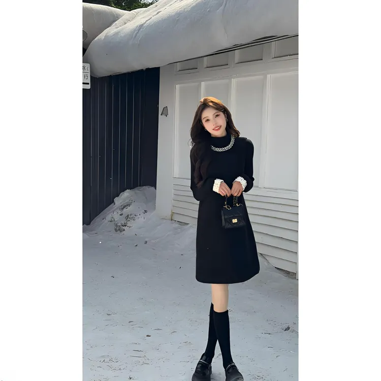 【现货】高级感千金套装女纯色显瘦内搭上衣无袖背心连衣裙冬款穿搭