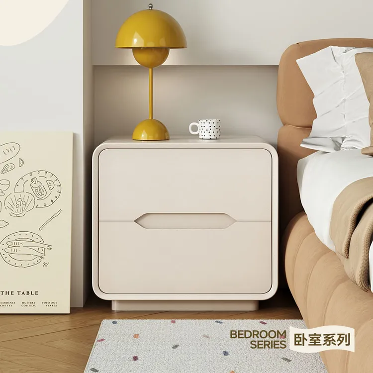 奶油风实木床头柜家用卧室2025爆款小型床边柜子简约现代收纳柜
