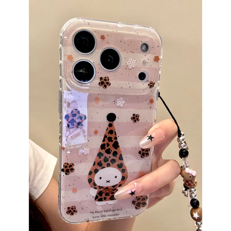 适用苹果iphone17promax豹纹猫咪16pro韩系15挂链14ins全包手机壳