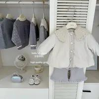 【乐恩童装】原创设计秋冬女童杏色夹棉棉服韩版保暖棉袄百搭外套