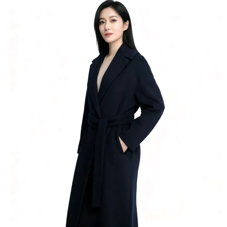 舒与石0088中长款秋冬95羊毛大衣翻领女款新款