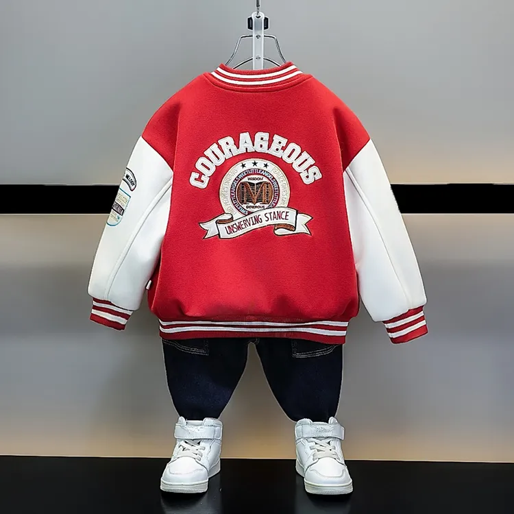 童装男童秋装棒球服外套2025新款洋气男小童绣花上衣男孩拼色夹克