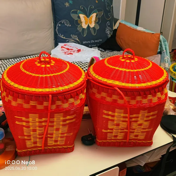 大号仿藤编箩筐簸箕纯制品适合搬家喜庆订婚结婚菜篮子菜筐菜篮子