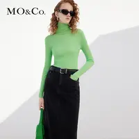 【贤哥专享】MOCO微透高领修身针织衫长袖套头毛衣打底MBC1SWT010
