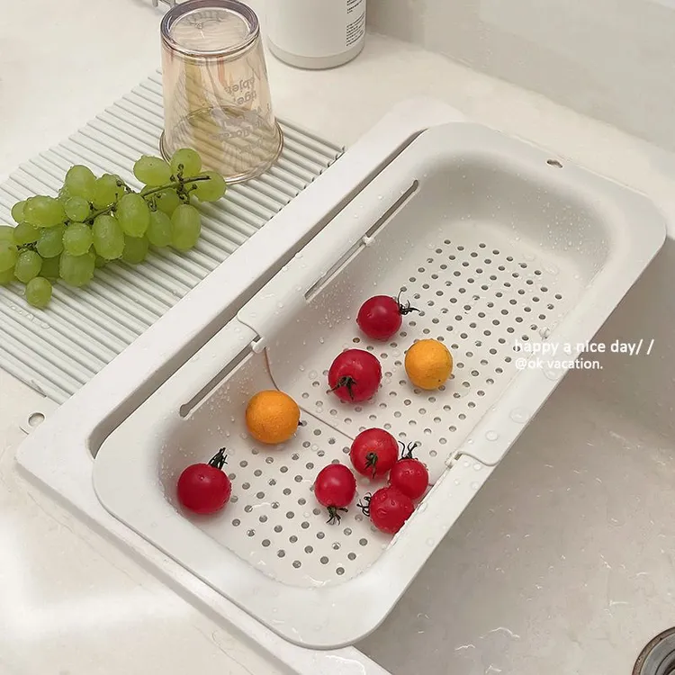 可调节伸缩沥水架ins风简约家用厨房洗菜盆水槽沥水篮水池置物架