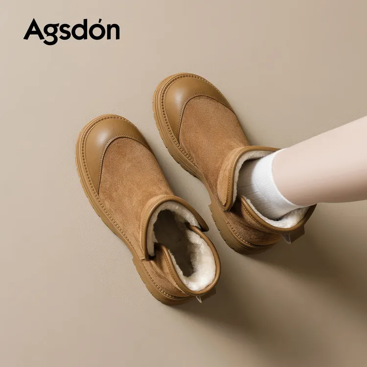 奥古狮登厚底雪地靴女2025新款秋冬季加绒保暖棉鞋防滑东北短靴xx