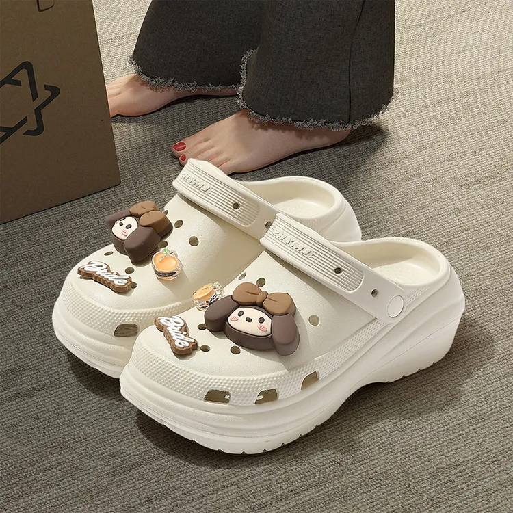 洞洞鞋女士夏季2025新款外穿厚底防滑防臭沙滩eva包头半拖鞋女款