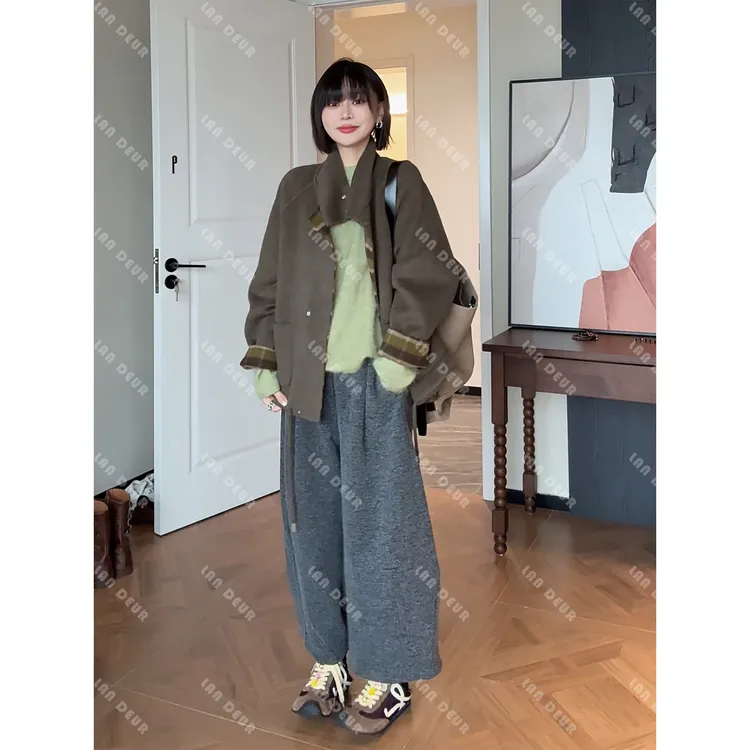 JIUJIU【线条画家】莱赛尔松紧腰百搭抽绳调节舒适宽松八分休闲裤