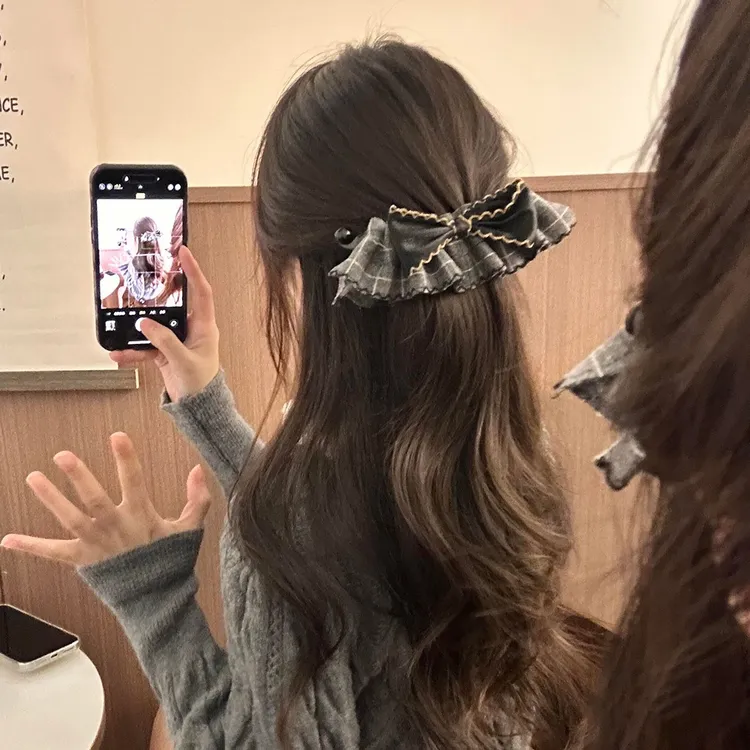 美拉德裙摆蝴蝶结香蕉夹女半扎发卡气质马尾夹后脑勺盘发竖夹头饰