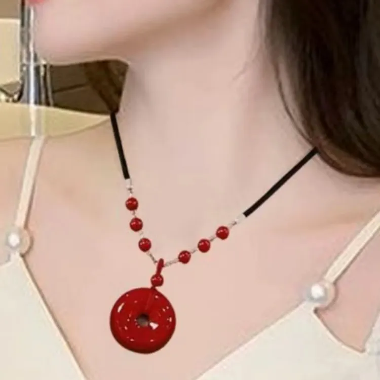 含辰砂工艺品【正品朱砂】高含量紫金砂情侣款平安扣吊坠大小号