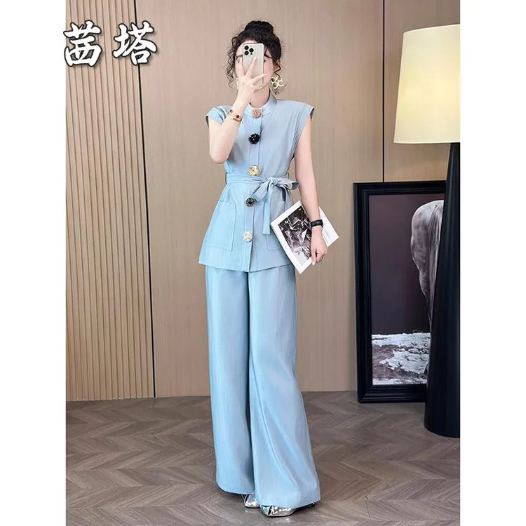 冷淡系御姐气质女神范独特漂亮套装女夏季衬衫大方得体穿搭两件套