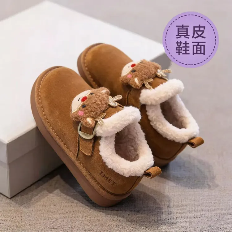 小黄鸭儿童雪地棉2025新款冬季鞋子女童圣诞雪地靴女宝大棉鞋加厚