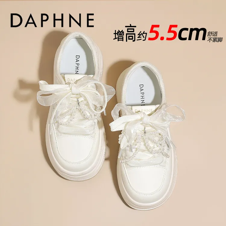 达芙妮厚底增高5.5CM松糕鞋女秋季爆款韩版学院风网面透气休闲鞋