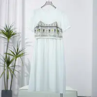 帕系列  Z926  女装夏季假两件菠萝印花连衣裙白色8F3283015