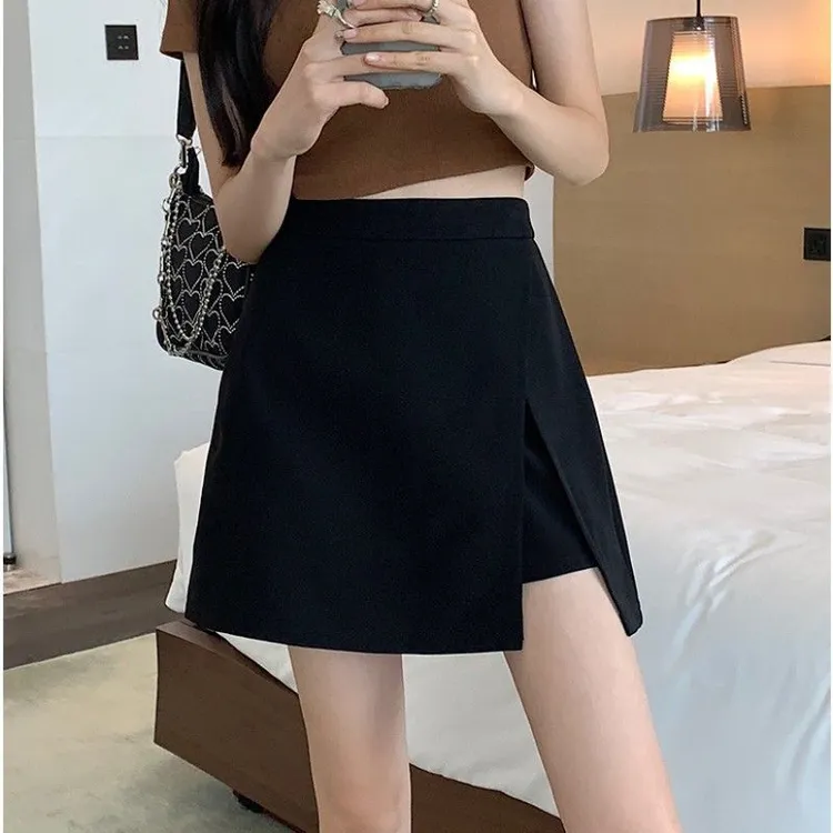 黑色短裙大码短裙裤女春夏新款防走光适合小个子胖半身裙潮