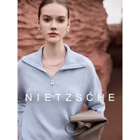 尼采 官方直营｜LP同款羊绒毛衣｜极简通勤百搭女翻领针织衫25226