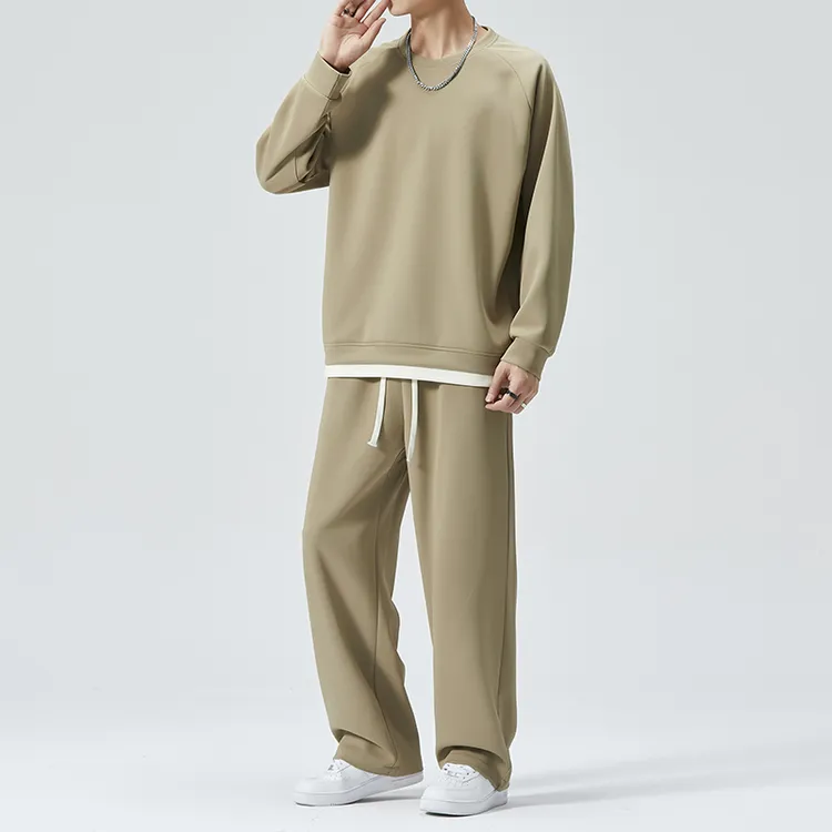 慵懒风男装两件套装秋冬季薄款休闲运动套装春秋男士休闲运动套装
