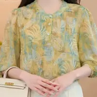 大牌好货衬衫女夏季新款时尚印花衬衣宽松显瘦妈妈上衣