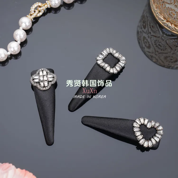 韩国布艺冰晶BB夹发夹气质百搭黑色发卡简约刘海夹碎发夹韩版ins