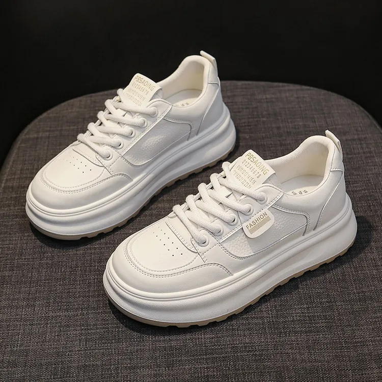 小白鞋女鞋2025春秋新款百搭板鞋厚底韩版港风休闲运动鞋
