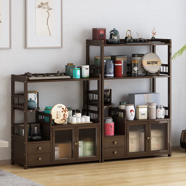 博古架中式置物架多功能茶柜架家用多层储物架茶台玄关多宝阁书架
