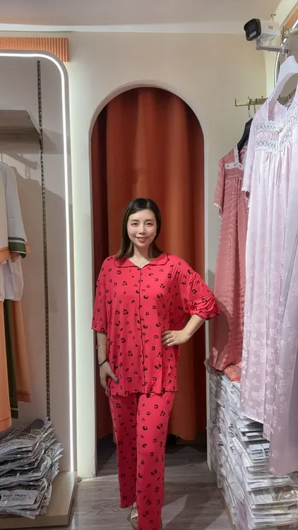 棉绸中年夏季家居服套装春夏简约宽松休闲薄款