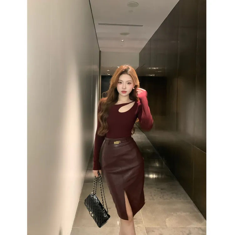 SZA【玫瑰物语】冬季新款性感镂空磨毛长袖内搭T恤打底衫A-2526