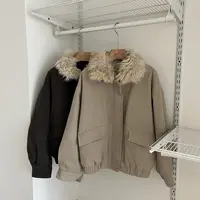 美式复古沙漠系毛领可拆卸棉服外套