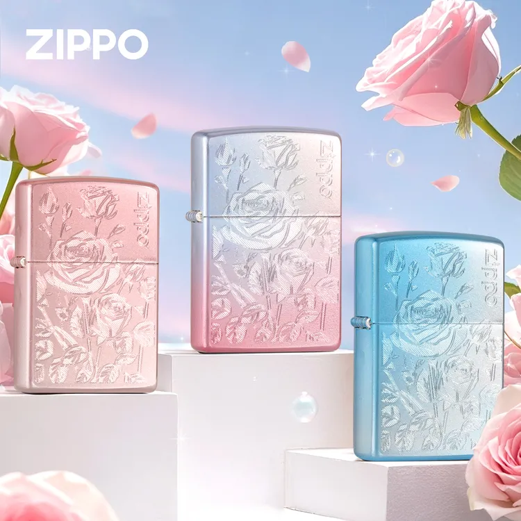 ZIPPO/之宝倾心玫瑰雕刻幻彩创意气质防风打火机礼盒装 DYF1