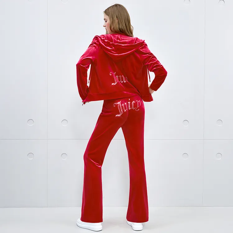 Juicy Couture橘滋【零压弹力丝绒】2025新款烫钻合体连帽外套女