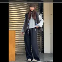 2025新款葵花绒仿兔毛女款两穿脚口直筒长裤高腰显瘦一条过冬