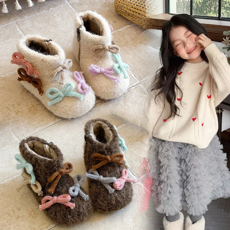 女童棉靴保暖毛毛靴冬季新款宝宝可爱雪地靴加绒加厚软底51229