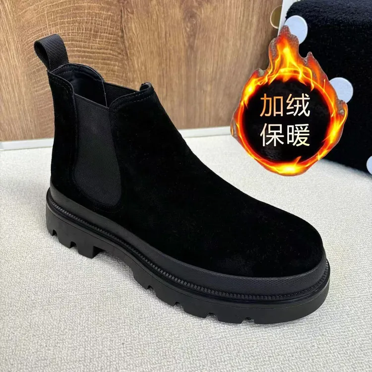 冬季加绒加厚马丁靴男新款工装靴男士短靴加绒保暖高帮休闲男鞋