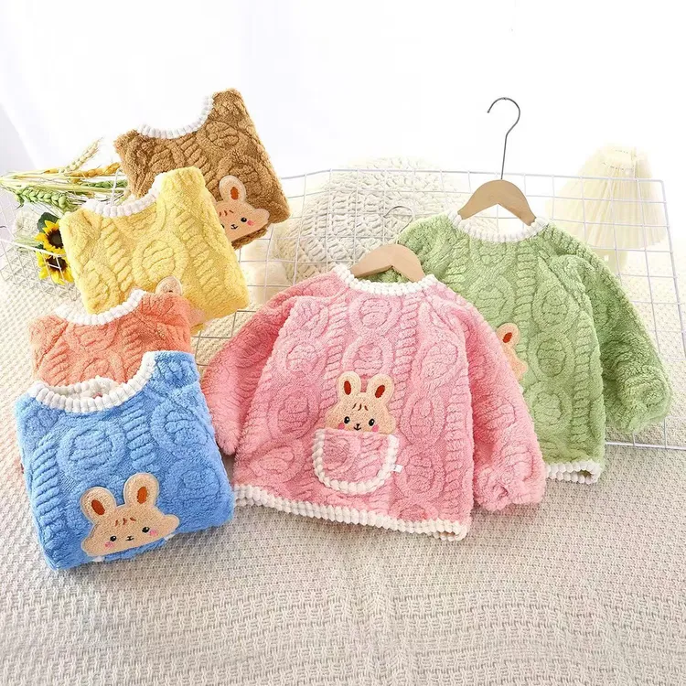 婴儿罩衣秋冬加绒宝宝反穿衣洋气儿童冬天小孩吃饭衣外穿保暖围兜