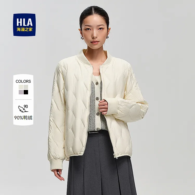 【巴恩风】海澜之家女装羽绒服双十一棒球领远红外加热保暖休闲外套