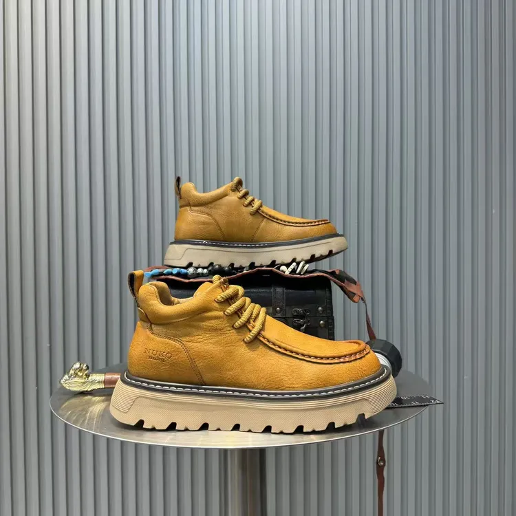 保暖男士休闲运动休闲鞋鞋子2025新款厚底时尚休闲鞋潮流车缝线