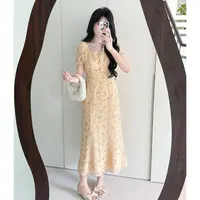QC李潇洒【生如夏花】微胖法式浪漫碎花拼蕾丝花苞袖夏季茶歇长裙