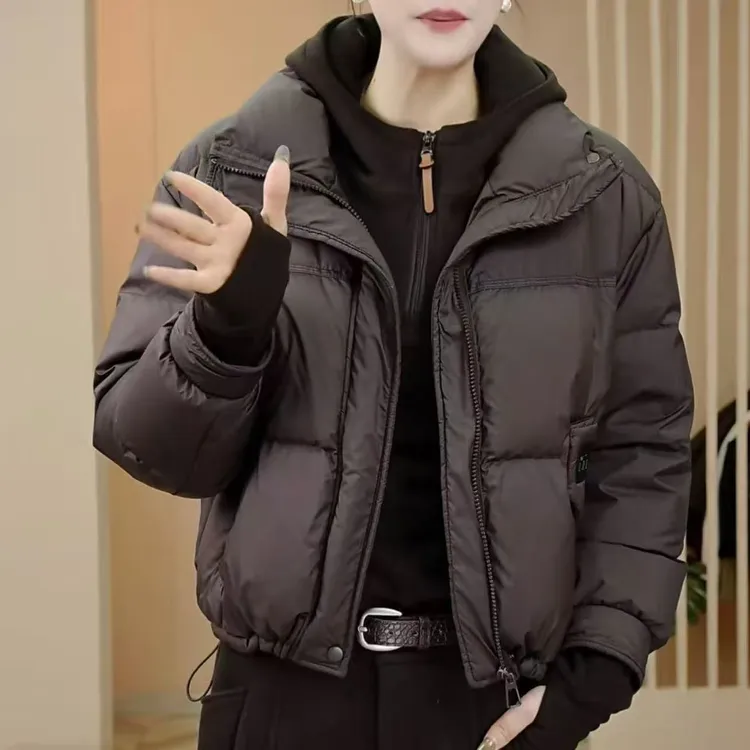 2025冬季新品时尚百搭羽绒设计感加绒保暖女士长袖外套上衣8276