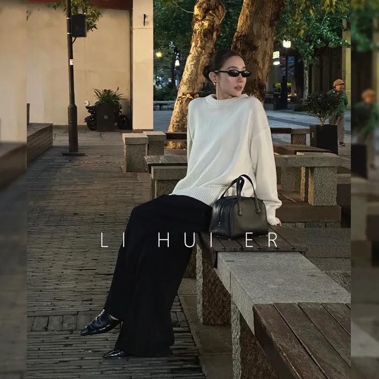 Li Hui Er 【及简舒适】设计师简约时尚西装裤中高腰西装裤FY002