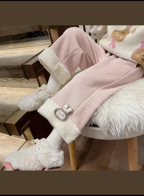 【加绒裤子】秋冬韩版女童时尚休闲加绒加厚阔腿裤儿童洋气宝宝外穿