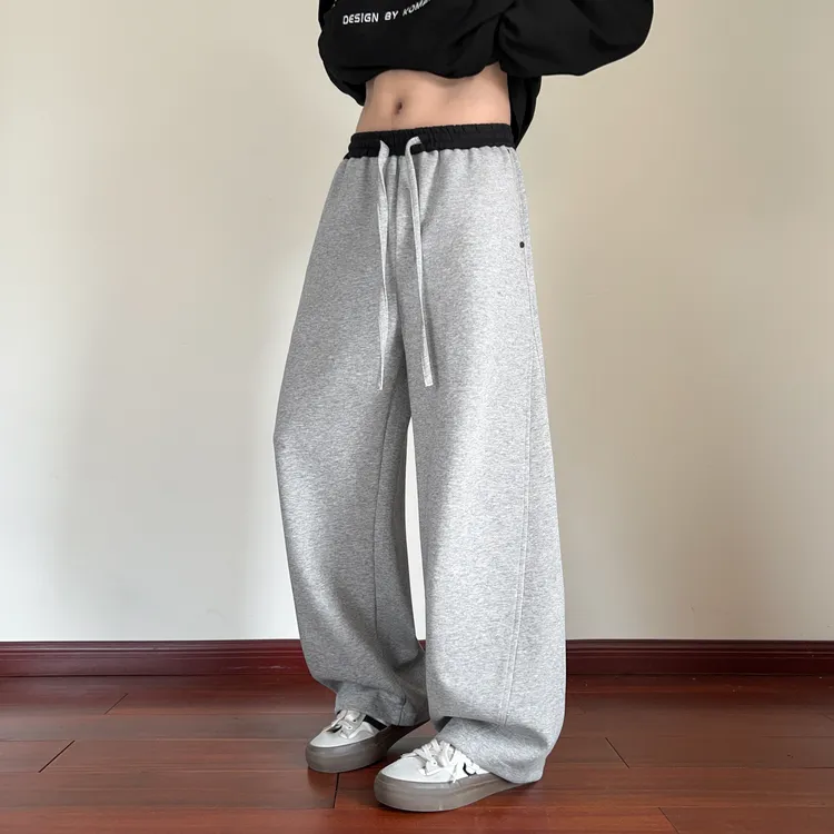 设计感腰头弯刀休闲裤男秋季潮牌宽松直筒卫裤美式运动裤子男生