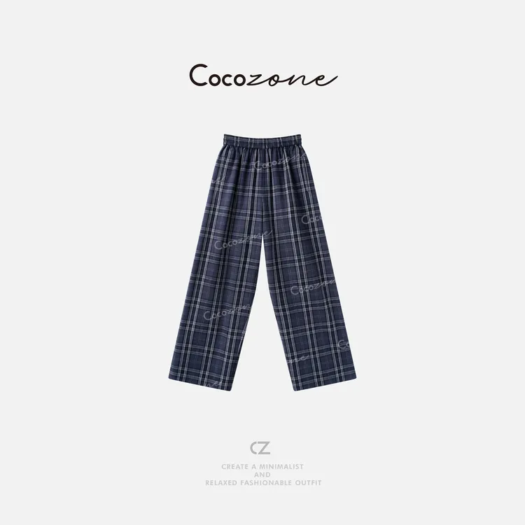 COCO ZONE 刘一一【100棉】经典撞格图案简约通勤风休闲裤 CD1A1206