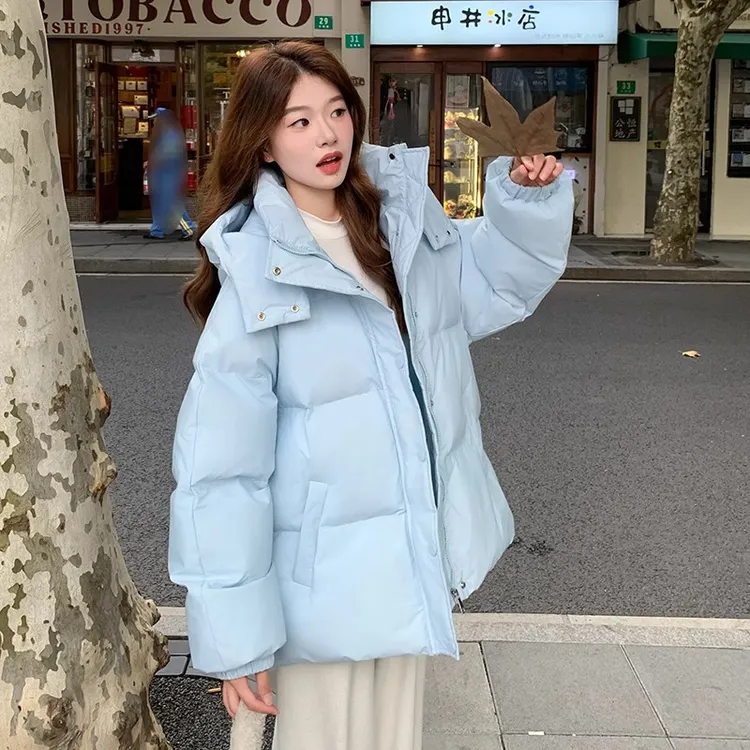 2025时尚亮丽连帽保暖女棉衣冬季宽松棉服冬季宽松学生加厚韩版