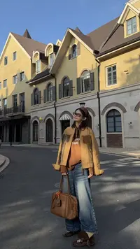 舟舟【南瓜色工装棉服】设计感复古美式夹克加绒秋冬单拍扣短外套