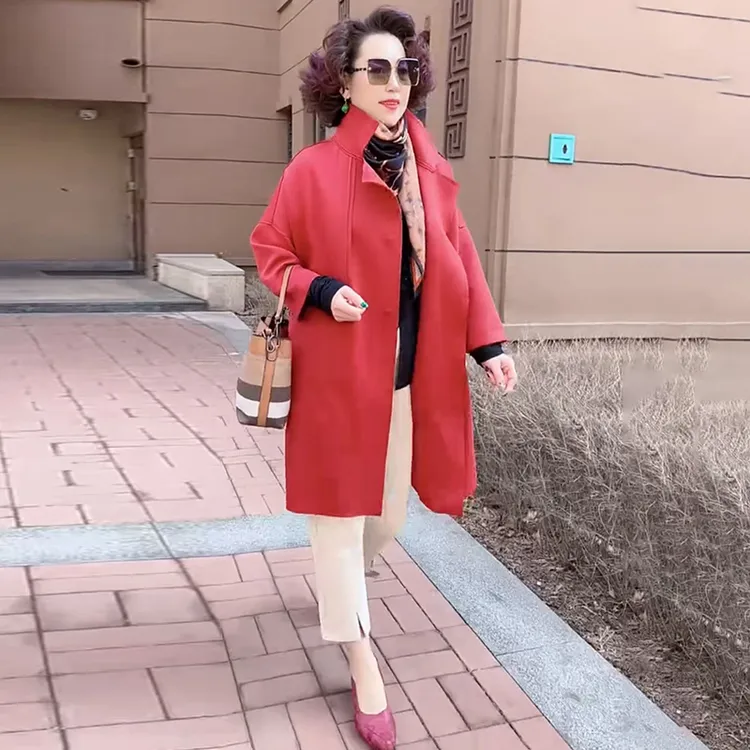 410欧洲站时尚百搭中长款空气棉风衣女春季新款休闲翻领纯色外套