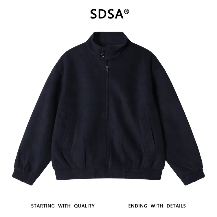 SDSA男士秋冬新款痞帅男装极简风纯色拉链立领夹克外套宽松开衫