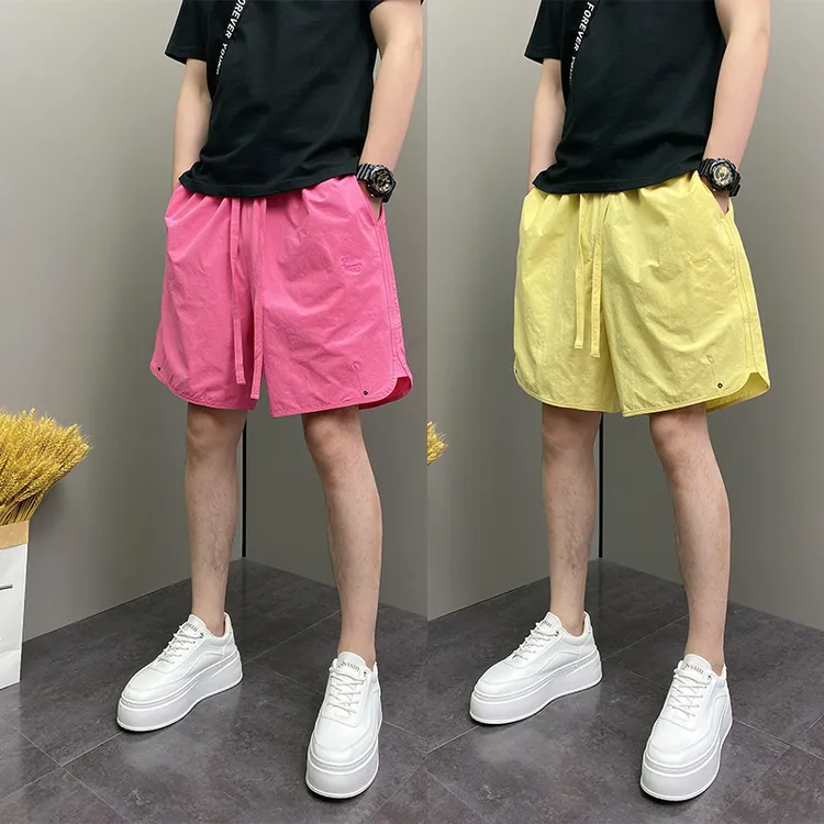 2025年夏季薄款潮流韩版痞帅纯色青年男士多巴胺休闲五分短裤子男