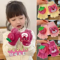 卡通手套冬季女童保暖五指分指可爱百搭