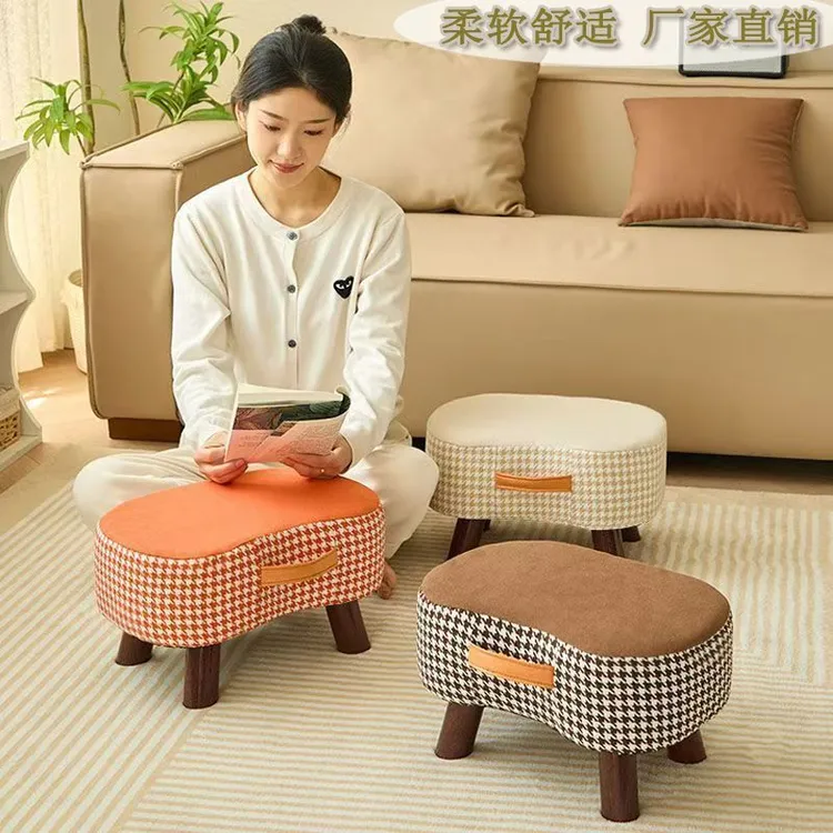 布艺家用客厅沙发脚踏凳肥皂凳小矮凳简约耐用小椅子软包小板凳