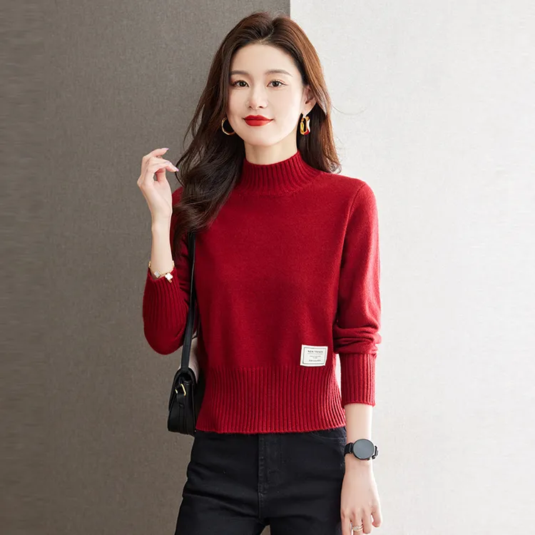 哥弟阿玛施正小个子短款毛衣女秋冬新款半高领羊毛上衣针织打底衫